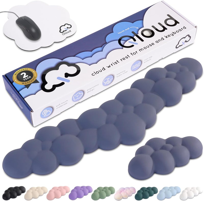 Create-ables Qloud Cloud Wrist Rest Keyboard Wrist Rest for Computer Keyboard Pad, Cloud Keyboard Wrist Rest, Wrist Pad for Keyboard, Memory Foam, Non Slip Base, Comes with Mouse Pad - Slate Blue - Image 1